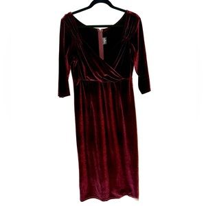 Velvet wiggle dress in burgundy